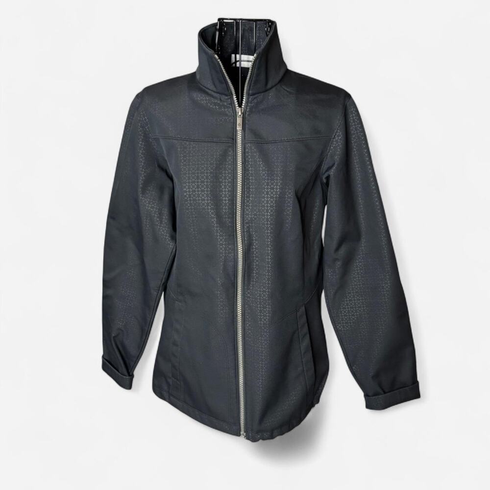 Columbia Sportswear Black Embossed Geometric Softshell Full Zip Jacket Women's S